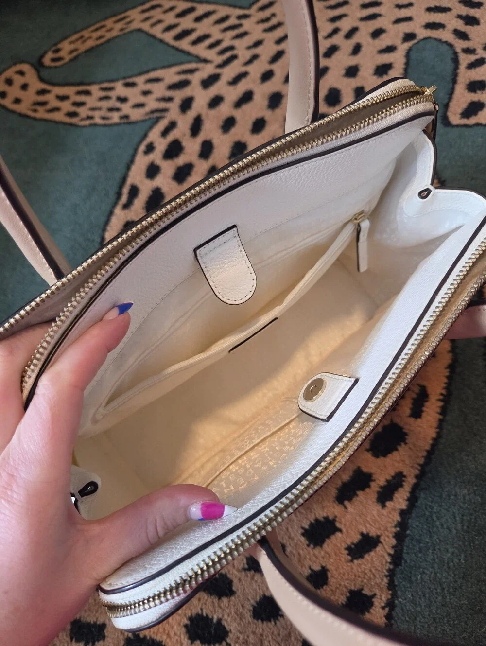 Kate Spade NEW YORK Cream Top Handle Bag with Gold Hardware